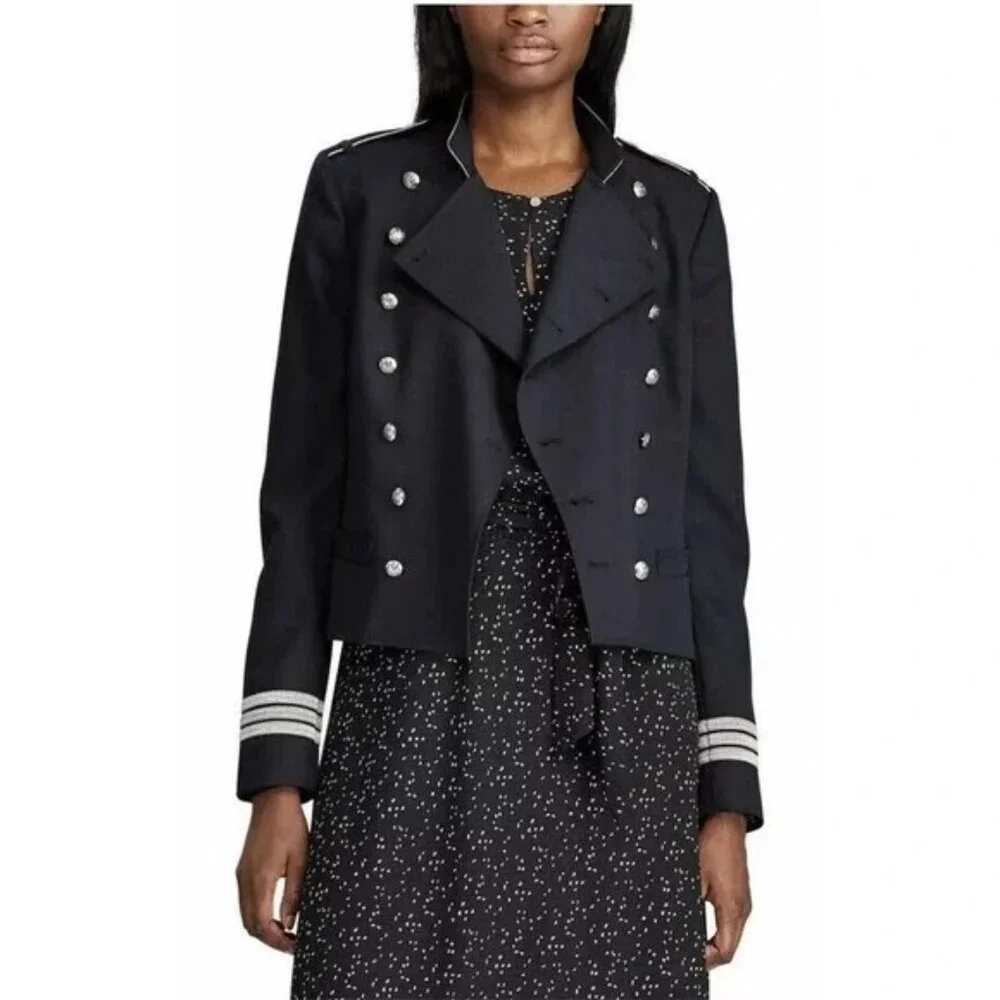 NWOT Lauren Ralph Lauren Jacket Black Military Double breast Sz 2 - Picture 2 of 16